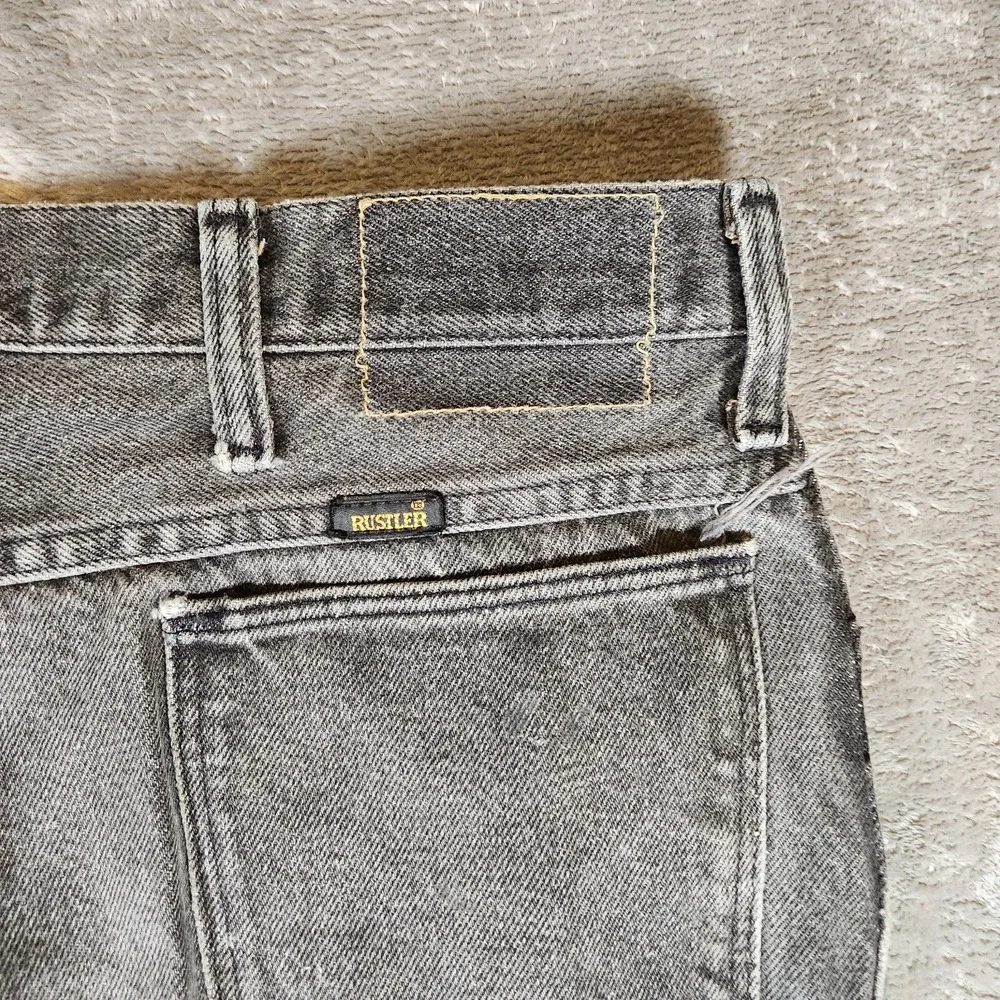 Vintage Rustler Jeans Men's 36X31 (Tag 38x32) Black Distressed Grunge‎ 87655BK